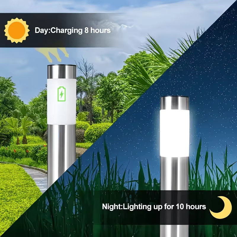 ZTree Solar-Zylinder-Rasenleuchte LED Außenbeleuchtung für Garten, Hof und Einfahrt - Bild 3