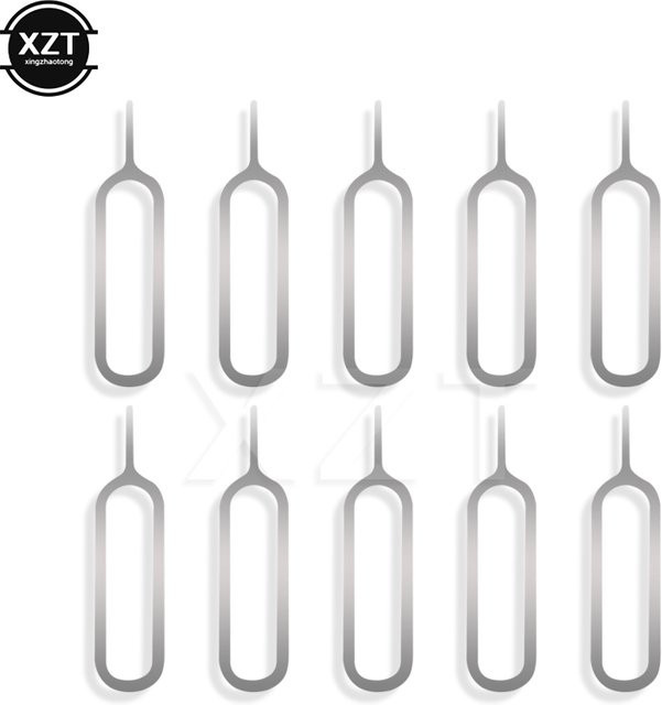 10 Stück SIM-Karten-Auswurfwerkzeug Set von WYMECT in Silber für iPhone, Samsung, Xiaomi und Huawei - Bild 1