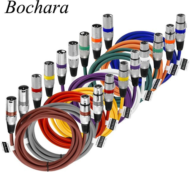 Bochara XLR-Kabel farbig, Stecker auf Buchse, abgeschirmtes Audiokabel mit OFC-Folie und geflochtenem Design für Mikrofon und Mischverstärker, Multicolor - Bild 1