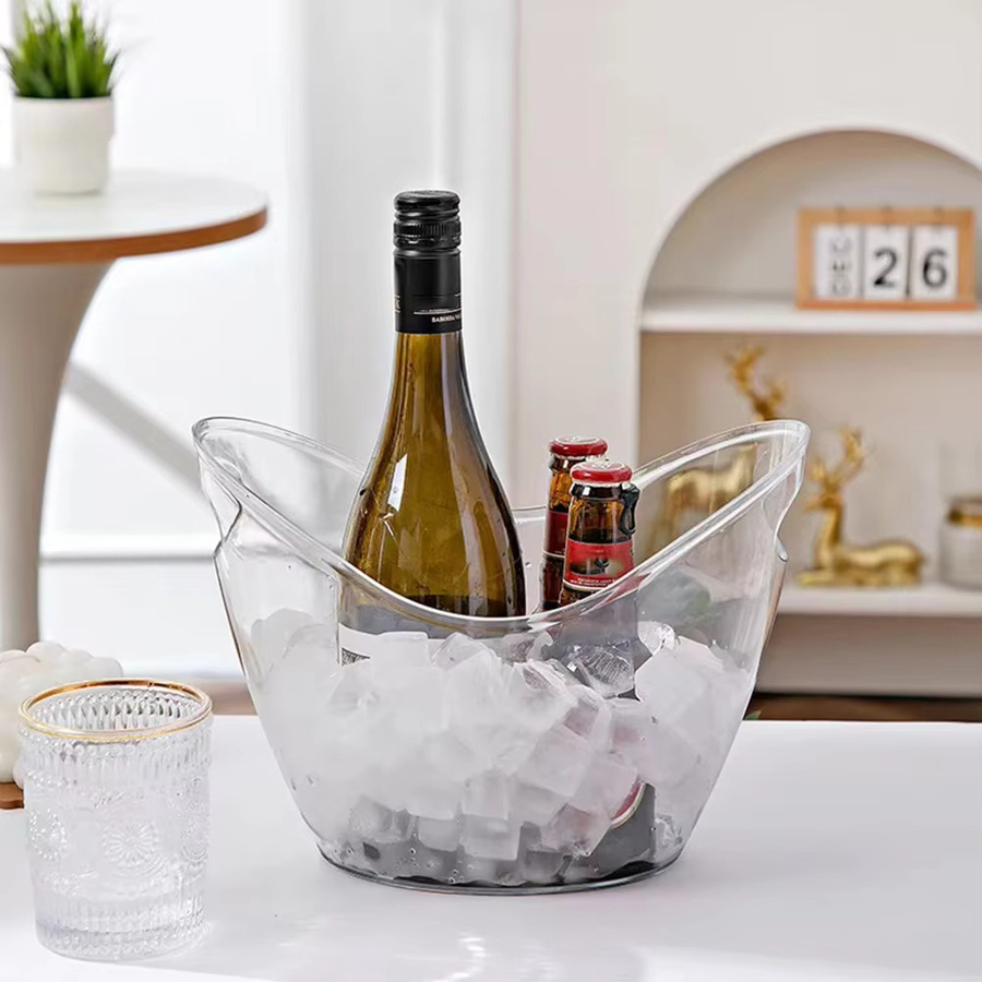APWIKOGER Getränkeeimer aus Acryl in Transparent, 3,5 l Eiswürfelbehälter mit Griff als Getränkekühler für Partys - Bild 3