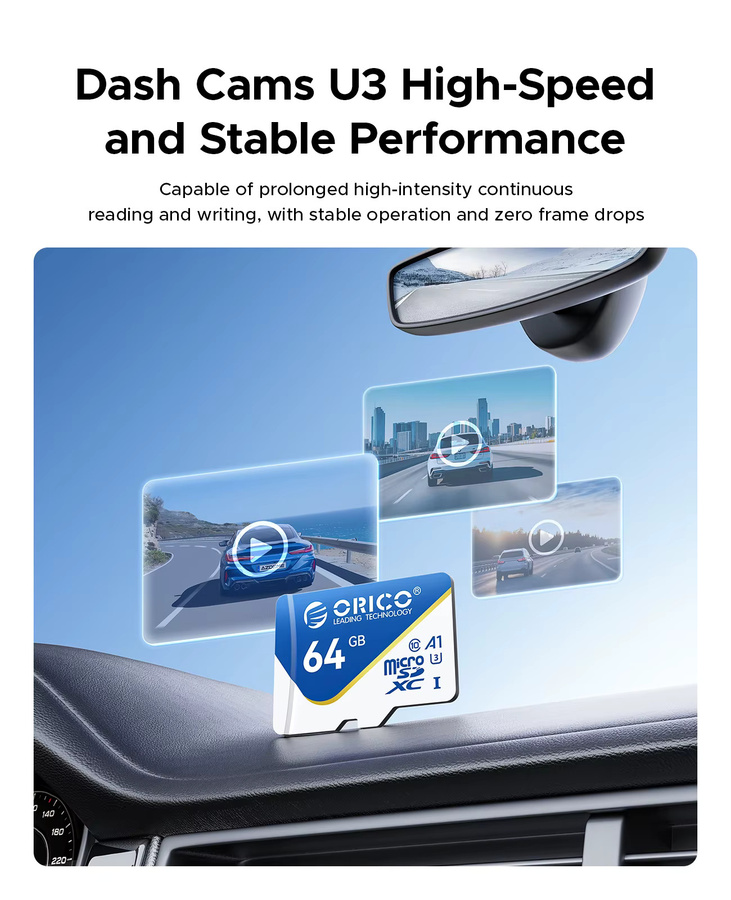 ORICO microSDXC UHS-I Speicherkarte mit 64 GB, 4K UHD, U3, V30, A1 für Kamera und Mobilgeräte - Bild 3