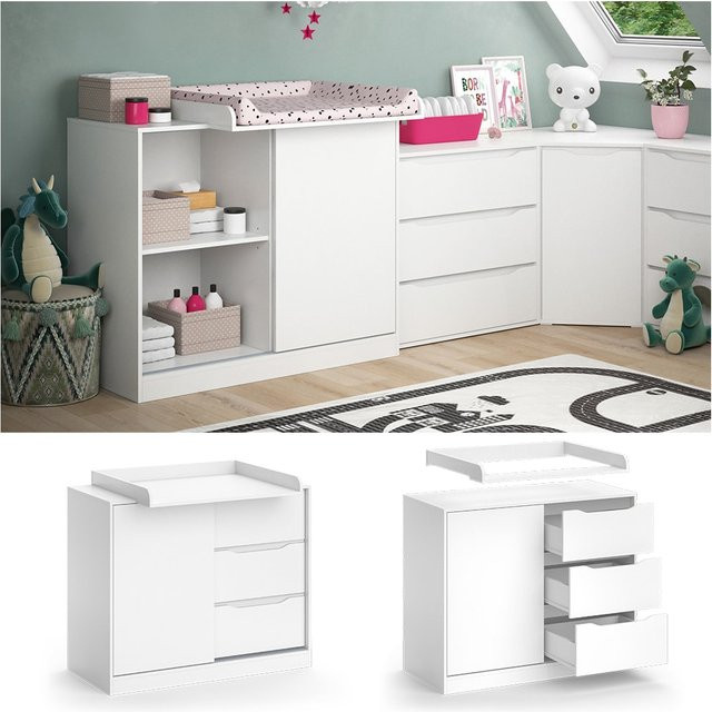 Vicco Wickelkommode Ruben mit Wickelauflage, Weiß, B: 113 cm, T: 53 cm - Bild 1