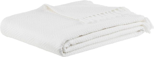 Modern Living Tagesdecke Frieda in Weiß, geometrisches Jacquard-Design aus Baumwolle, B/B: 130 x 180 cm - Bild 1