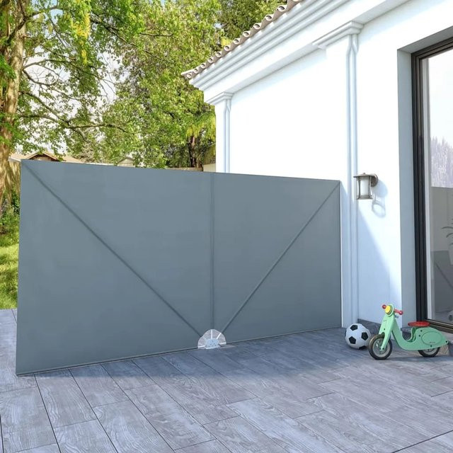 Furnicato Faltbarer Terrassen-Seitenfächer aus Polyester und Stahl, Farbe: Grau, B: 400 cm, H: 200 cm - Bild 1