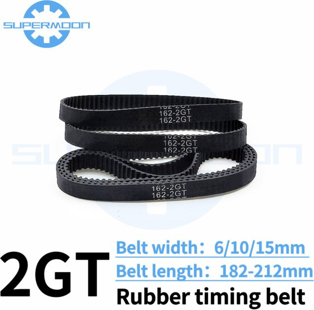 2GT Closed Loop Zahnriemen für 3D-Drucker in Schwarz, verschiedene Längen von 182 bis 212 mm und Breiten von 6 bis 15 mm - Bild 1