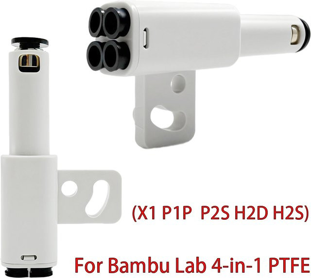 Bambu Lab 4-in-1 PTFE-Adapter Materialrohr-Erweiterungsanschluss für AMS-Verbindung in Weiß - Bild 1