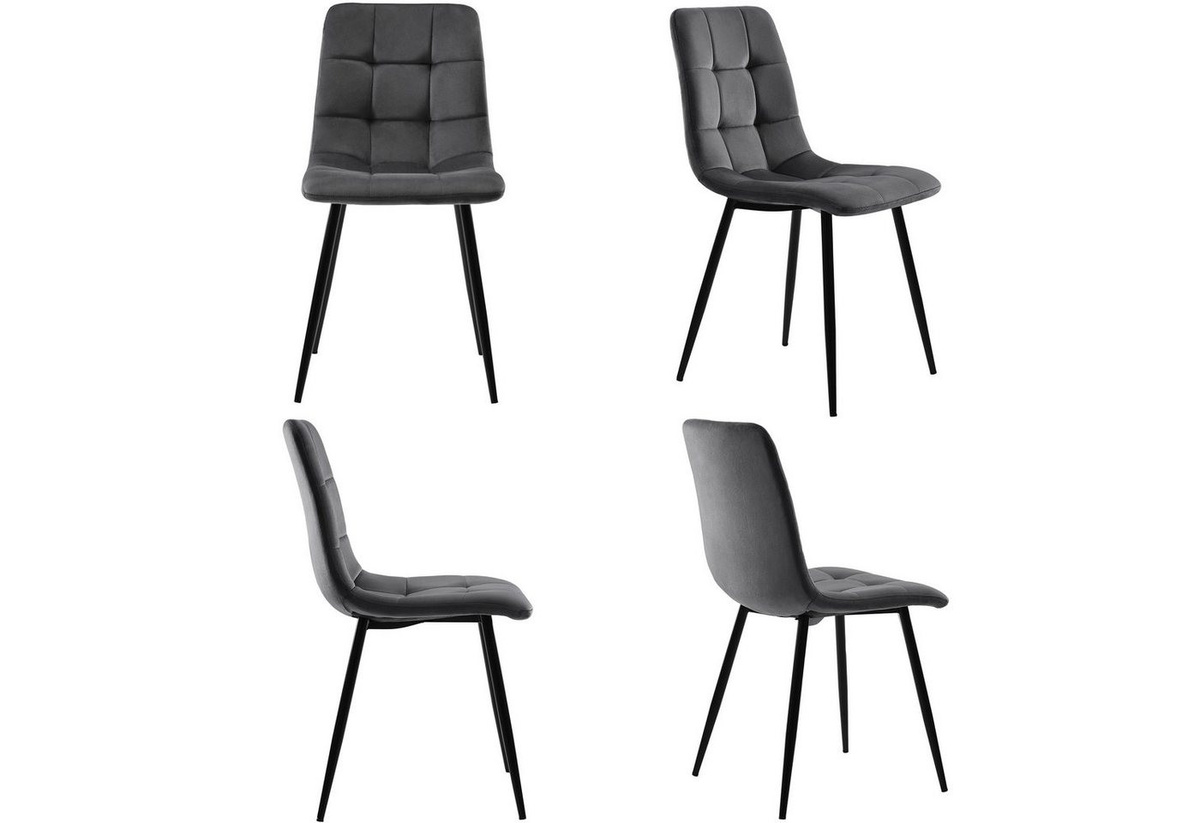 Flieks 4er Set Esszimmerstühle aus Samt mit Metallbeinen und Rückenlehne - Bild 1