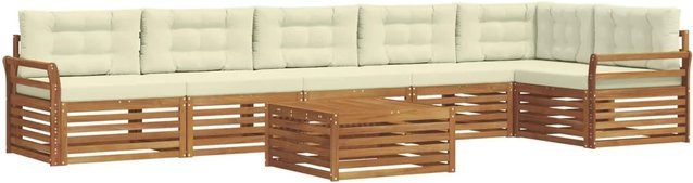 vidaXL Outdoor-Sofagarnitur 7-teilig aus Akazienholz mit Kissen in Beige und Natur - Bild 1