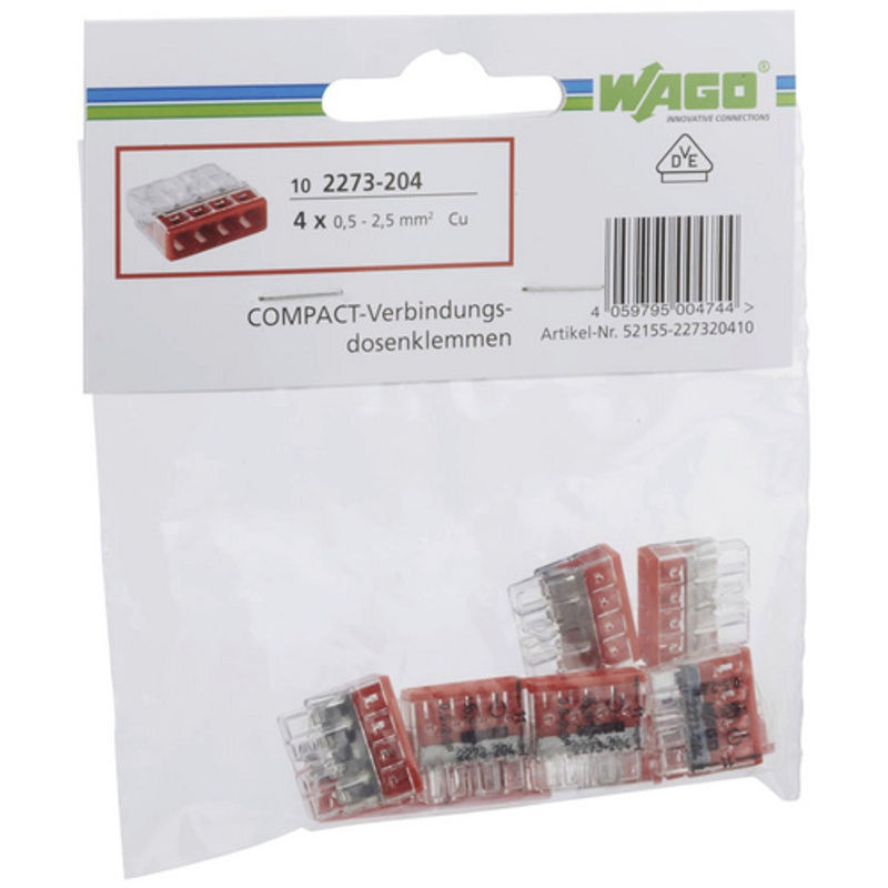 WAGO COMPACT Klemme aus Kunststoff in Rot für Leiter mit Querschnitt 0,5 – 2,5 mm² - Bild 2