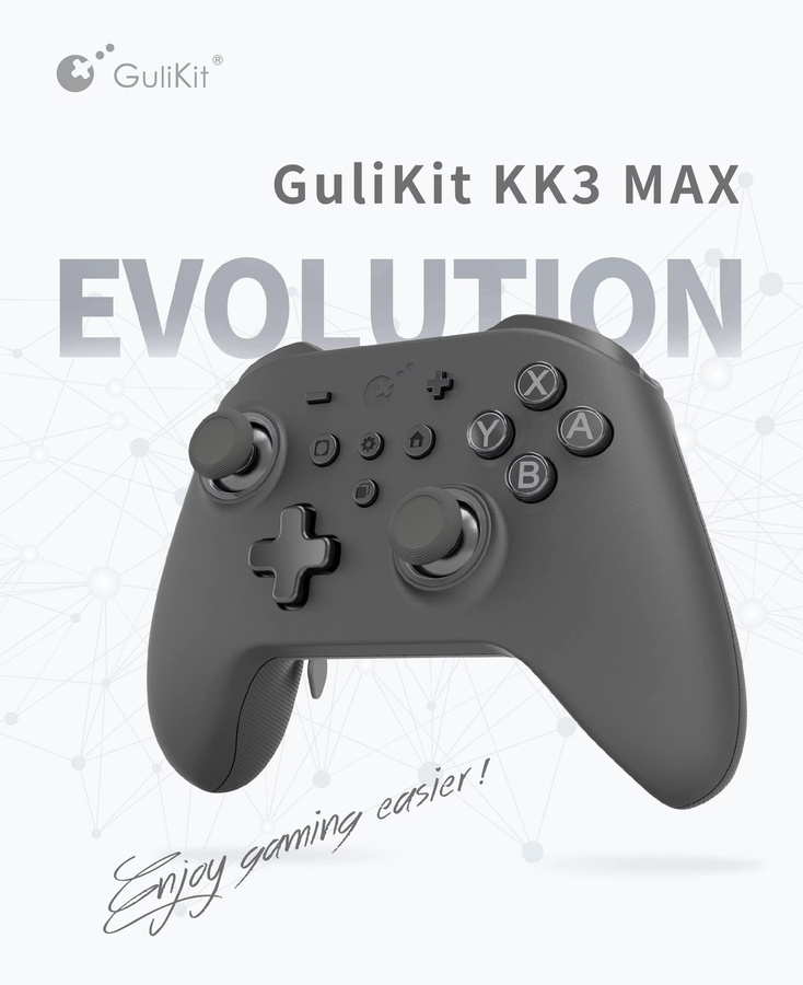 GuliKit KK3 MAX KingKong 3 Wireless Controller mit Hall-Joystick, Bluetooth-Gamepad für Nintendo Switch OLED, PC, Android und iOS in Schwarz und Grau - Bild 2