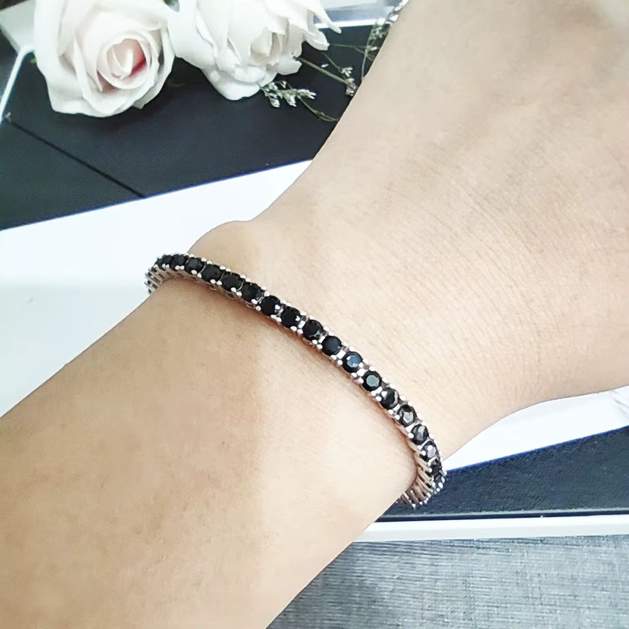 YLMyself Tennis-Armband, 925 Silber, Schwarz, Zirkonia, Damen und Herren - Bild 2
