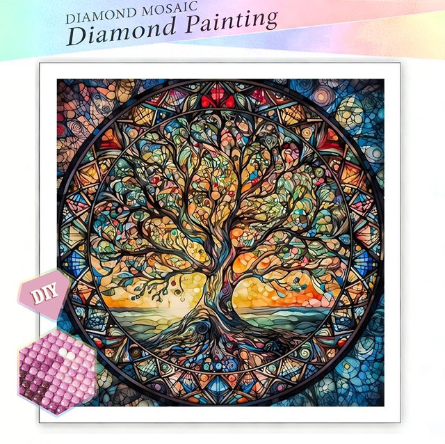 EverShine DIY Diamantmalerei Landschaft mit Bäumen und Blättern, 5D Mosaik Wanddekoration in Multicolour mit runden Bohrern - Bild 1