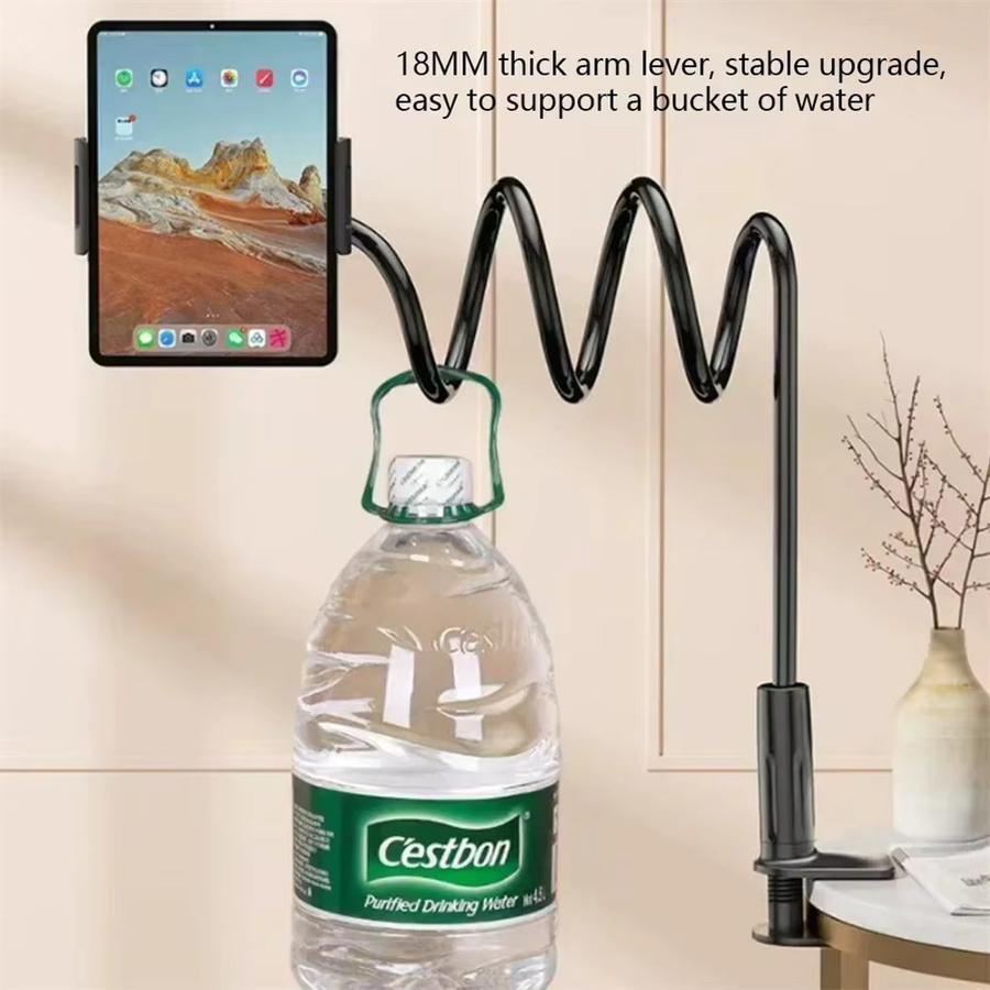 360 Grad Flexibler Clip Handyhalterung Tragbarer Lazy Bed Desktop Ständer für iPhone Samsung Xiaomi in Schwarz - Bild 2