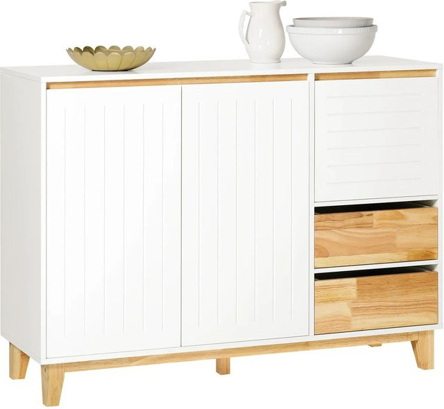 SoBuy Sideboard FSB75-WN als Küchenschrank, Kommode und Buffet in Weiß, B/T/H: 120 x 40 x 90 cm - Bild 1