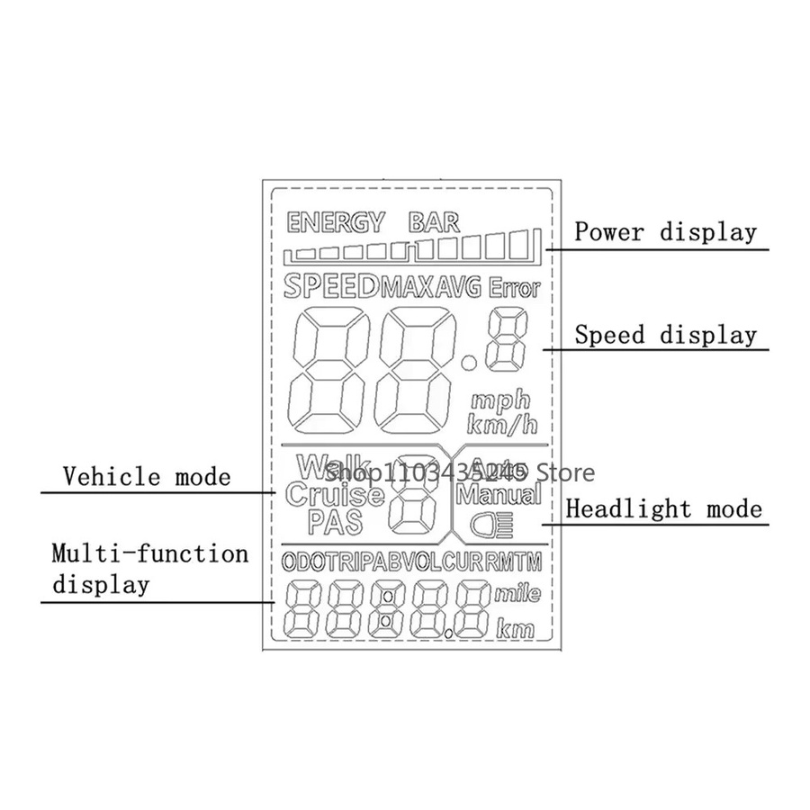 NUOYING M5 Elektrisches Fahrrad LCD Display 5-Pin E-Bike Tacho Bildschirm Bedienfeld in Schwarz - Bild 5