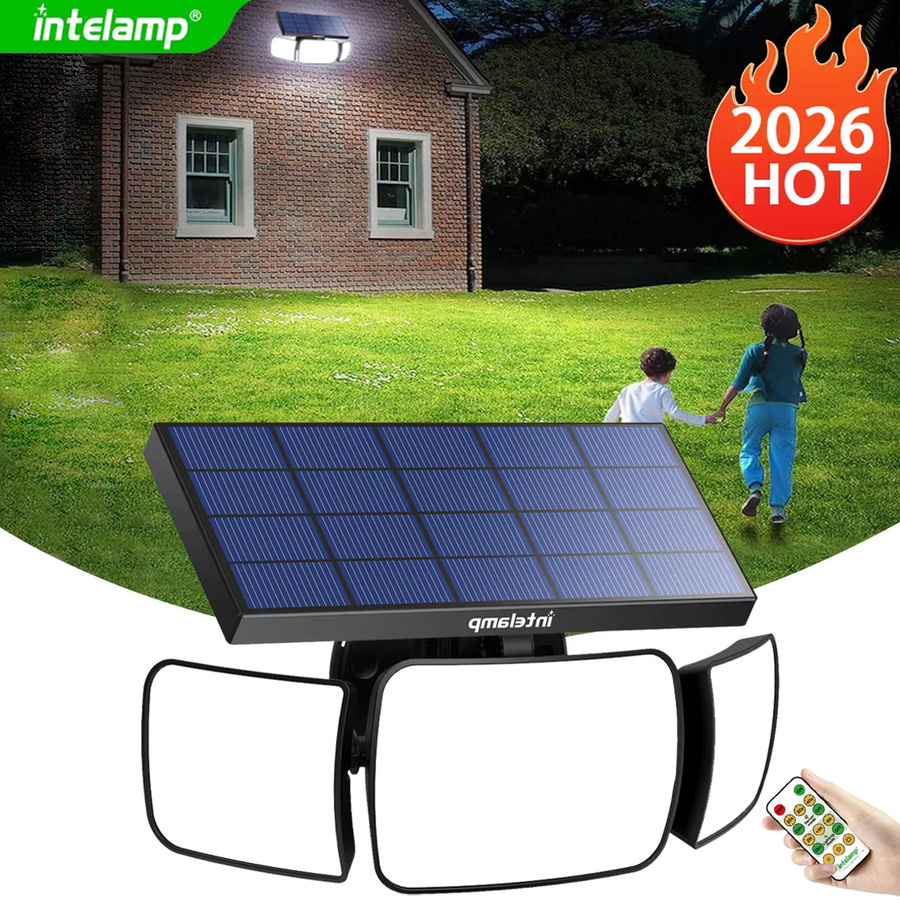intelamp Solarleuchte für den Außenbereich mit 6000 mAh Akku, weiße Wandleuchte mit Bewegungssensor und großem Solarpanel für Garten, Hof und Garage - Bild 5