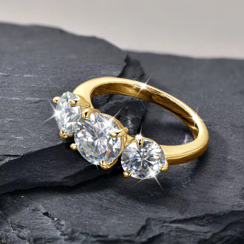 Lnngy Verlobungsring, Moissanit, 14 Karat Gold gefüllt, Damen - Bild 3