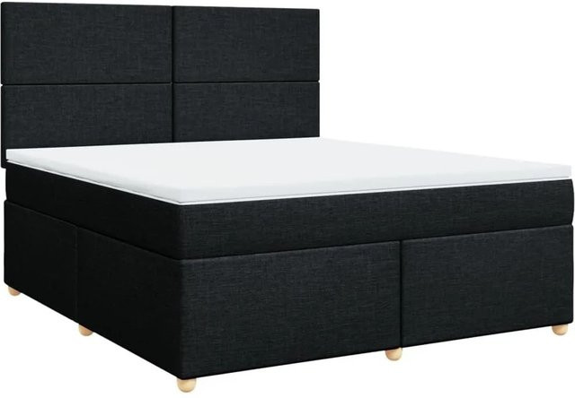 vidaXL Boxspringbett Hybrid mit Matratze und Taschenfederkern, Schwarz, B/T: 180 x 200 cm - Bild 1