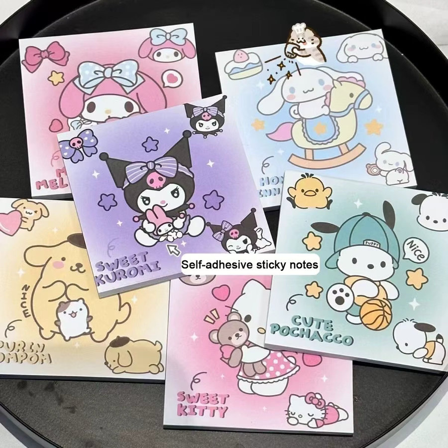 Sanrio Selbstklebender Haftnotizblock mit niedlichen Motiven, Mehrfarbig, Schreibwaren für Schule und Büro - Bild 3