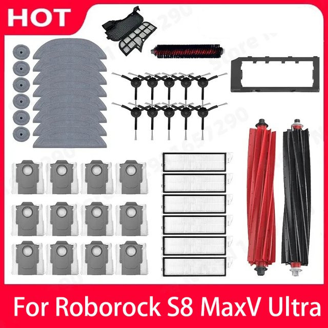 Roborock S8 MaxV Ultra Zubehör Set mit Hauptbürste, Seitenbürste, Hepa-Filter, Wischmopp und Staubbeuteln in Multicolor - Bild 1