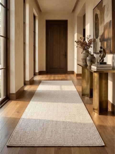 Flachgewebe-Teppich Berber-Tradition von KADIMA DESIGN in Beige, B/T: 80 x 250 cm, Uni meliert - Bild 1