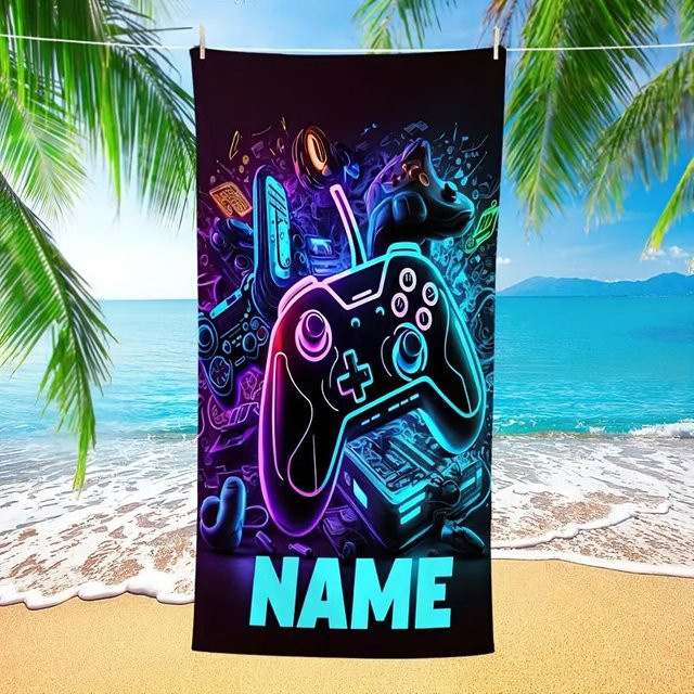 Personalisiertes Game Controller Strandtuch von JMG Household Supplies, Mikrofaser, Multicolour, B x H: 80 x 130 cm - Bild 1