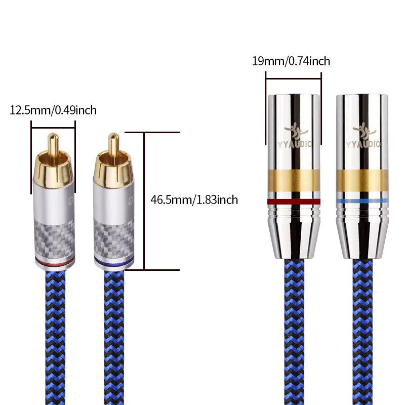 YYTCG Audio-Signalkabel 2RCA auf 2XLR in Blau für Verstärker, Mixer und Lautsprecher - Bild 2