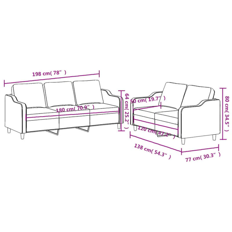 Vidaxl 2-teiliges Lounge-Set aus Stoff in Grau im modernen Design - Bild 2
