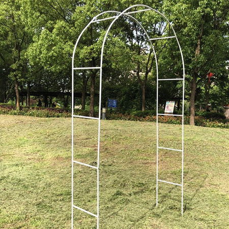 Nensit Gartenbogen mit Dornen als Spalier und Pflanzenständer aus Metall in Weiß
