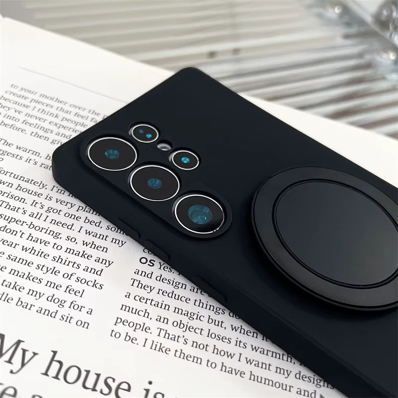 Silikon Schutzhülle mit magnetischer Halterung für Samsung Galaxy S25 S24 S23 S22 S21 S20 Ultra FE in Schwarz - Bild 4