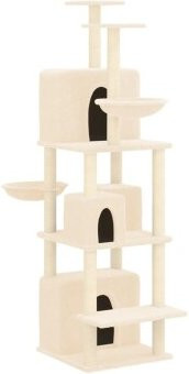 vidaXL Kratzbaum beige mit Hängematte und Höhle, Höhe: 180 cm - Bild 1