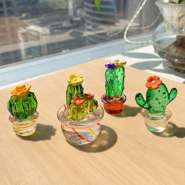 TPXCKz Kaktus Figur aus transparentem Glas als Miniatur Bonsai Ornament für deine Tischdekoration - Bild 1