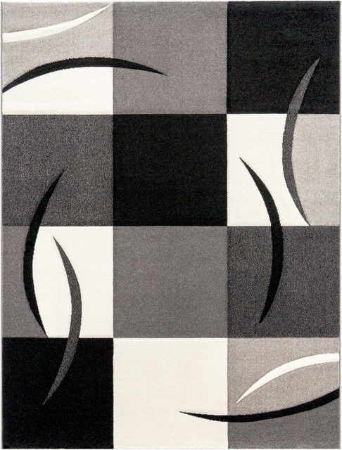Moderner Teppich Diamora in Schwarz-Weiß mit Hoch-Tief-Effekt, B/T: 80 x 150 cm - Bild 1