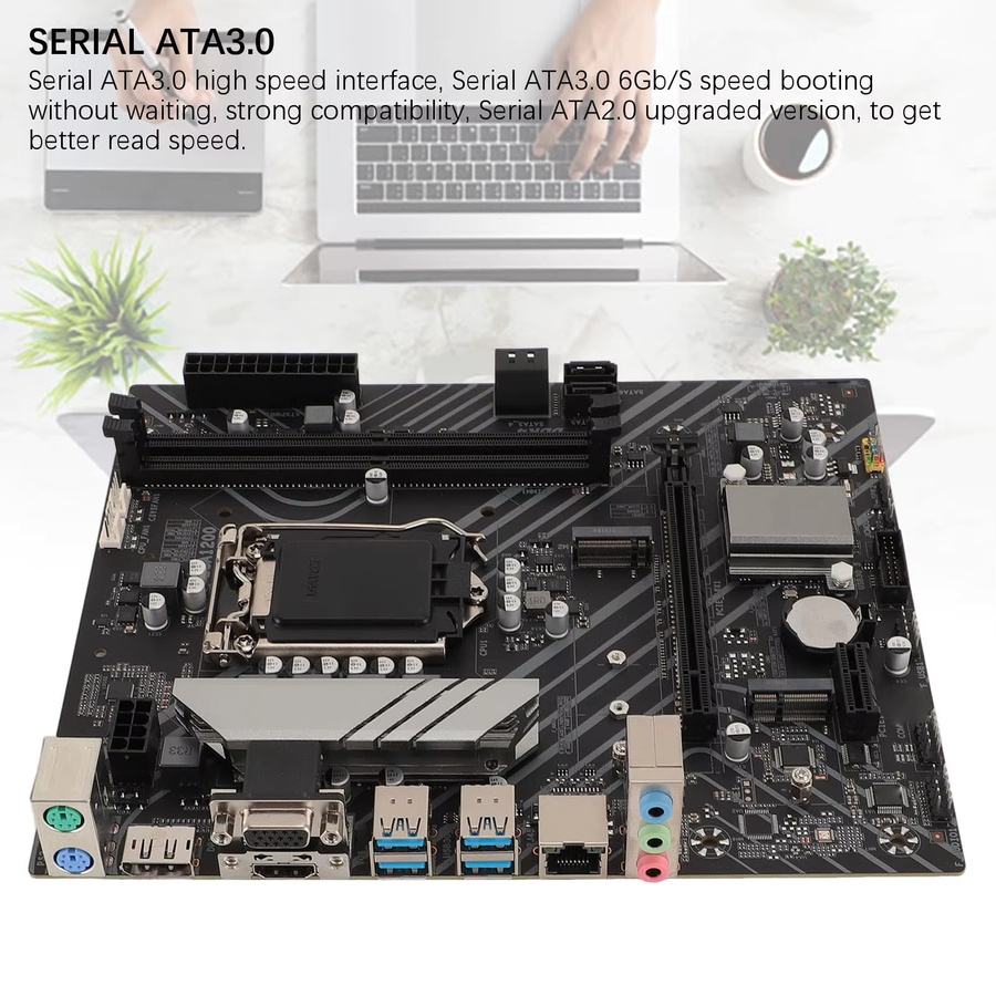 VBESTLIFE Z490 GAMING PLUS Gaming Motherboard für LGA 1200, Dual DDR4, M.2 NVMe Slot, 1000Mbps LAN, USB 3.2 Gen1, Schwarz - Bild 5