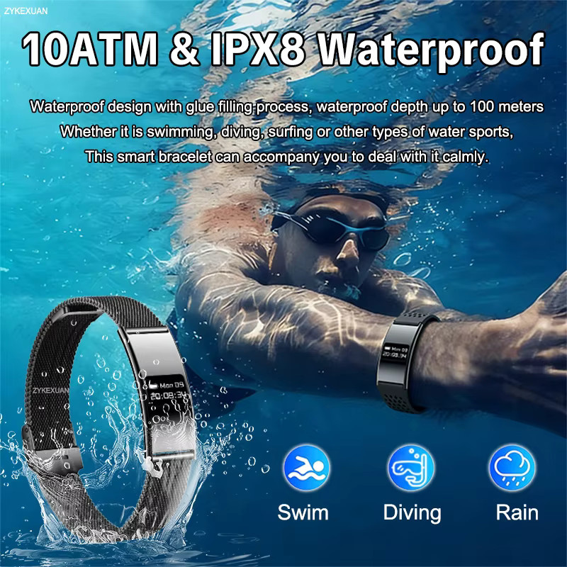 BOXUXING Fitness Tracker für Herren in Schwarz mit Herzfrequenz- und Schlafüberwachung, wasserdicht IPX8, kompatibel mit Android und iOS - Bild 3
