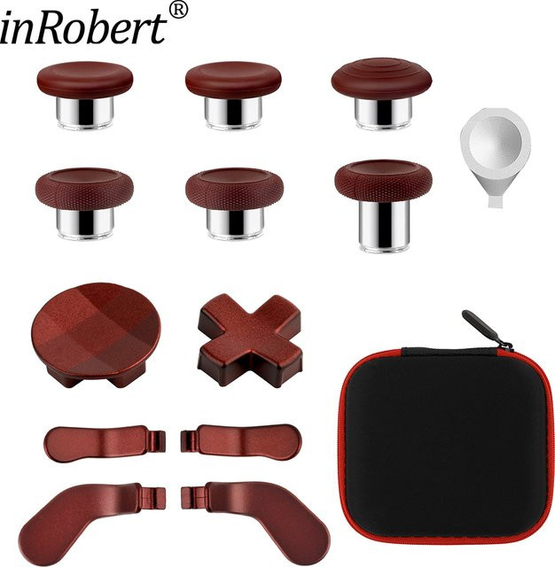 inRobert 13-in-1 Metall-Daumensticks Zubehör-Set für Xbox One Elite Series 2 Controller in Schwarz und Rot mit 6 austauschbaren Sticks, 4 Paddles und D-Pads - Bild 1