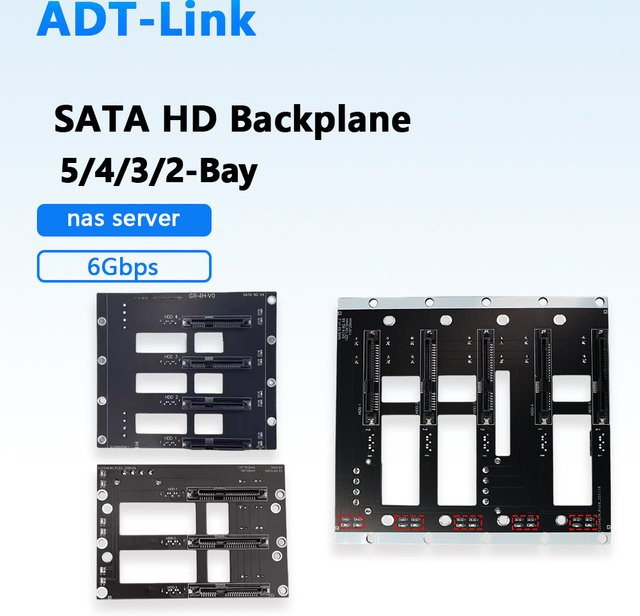 ADT-Link SATA Festplatte Backplane 6Gbps für 2,5 und 3,5 Zoll HDD, 5-Bay/4/3/2 Bay NAS Chassis Adapter und Server Erweiterungsplatine, Schwarz - Bild 1