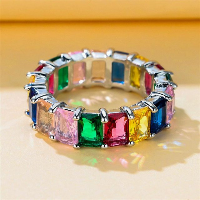 YIRAN Jewelry Verlobungsring, Kupfer, Gold, Regenbogen Zirkonia, Damen - Bild 1