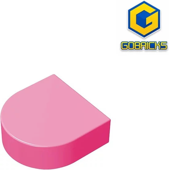 Gobricks GDS-1292 Fliese, rund, 1 x 1, Halbkreis, verlängert, Rosa / Pink - Bild 1