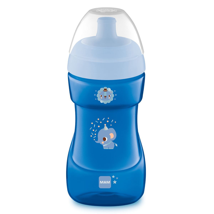 MAM Trinklernbecher Sports Cup Free Flow, auslaufsicher, Blau/Transparent/Mehrfarbig, 330 ml - Bild 1