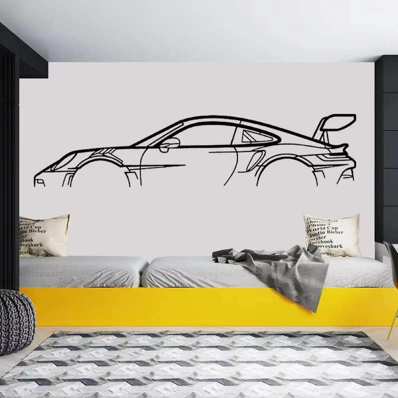 ROWNOCEAN Auto Silhouette Wandaufkleber aus Vinyl in Schwarz für Garage und Automotive Service Center - Bild 2