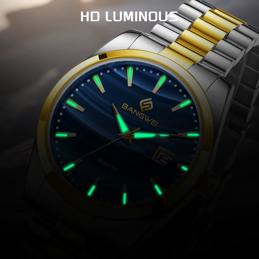 BANGWEI Armbanduhr Quarz, Edelstahl, Blau, Herren - Bild 3