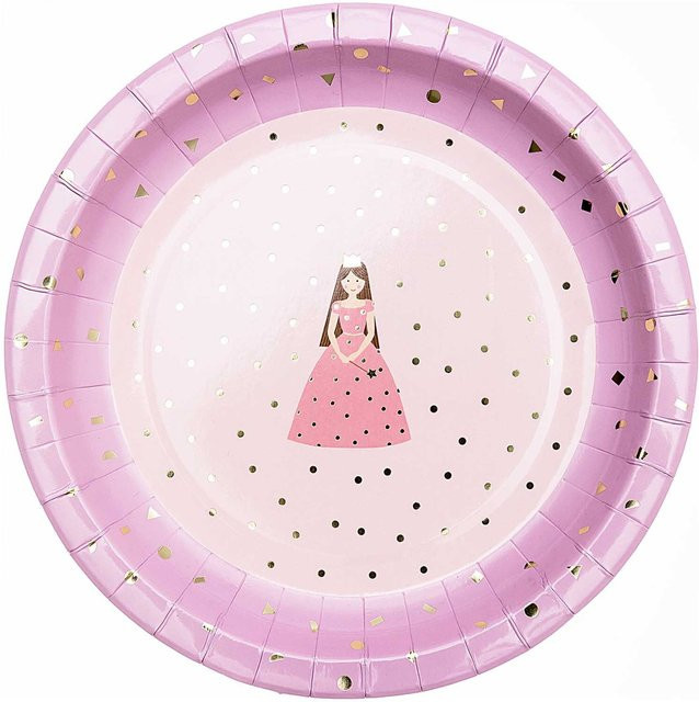 Rico Design Pappteller Prinzessin in Pink und Multicolour, 12 Stück - Bild 1