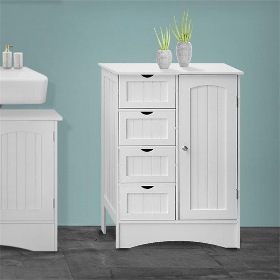 ML-Design Badezimmerschrank Weiß aus MDF-Holz B: 55 cm, H: 81 cm, T: 30 cm - Bild 1
