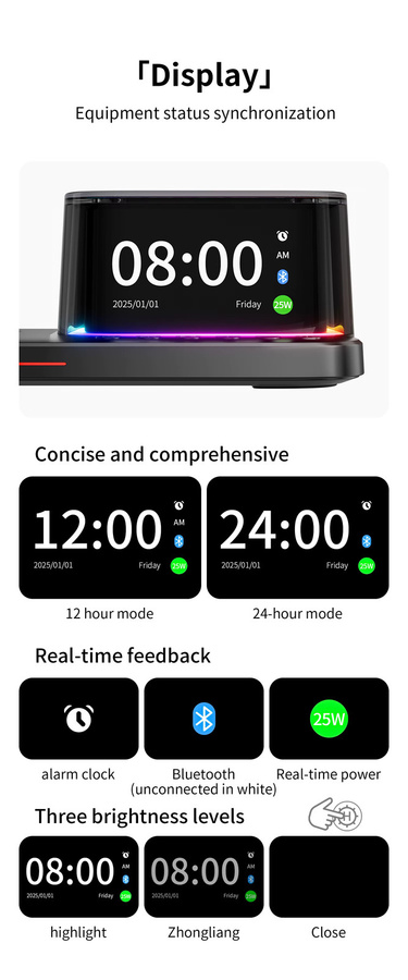 VIKEFON Magnetisches kabelloses Ladegerät mit ICE-Kühlung und Bluetooth-Lautsprecher, 25W Qi2 Schnellladestation für iPhone und Samsung, Schwarz - Bild 5