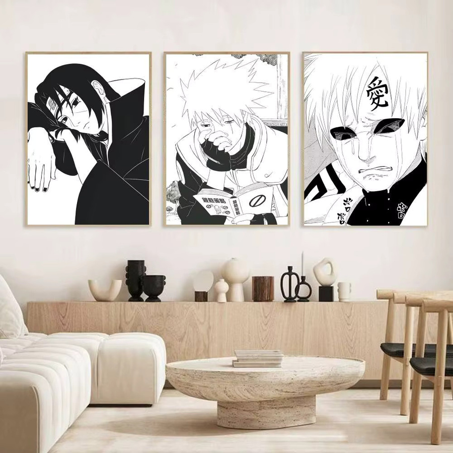 Selbstklebendes Naruto Manga Poster in Schwarz-Weiß aus Papier, rechteckiges Anime Kunstposter für dein Zuhause - Bild 3