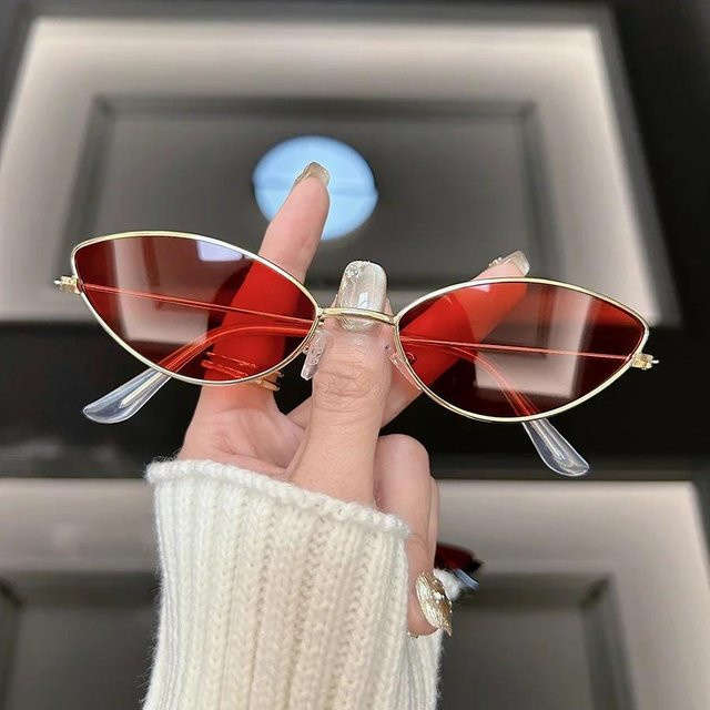 Retro Cat Eye Sonnenbrille, randlos, Metal, Unisex, grau - Bild 1