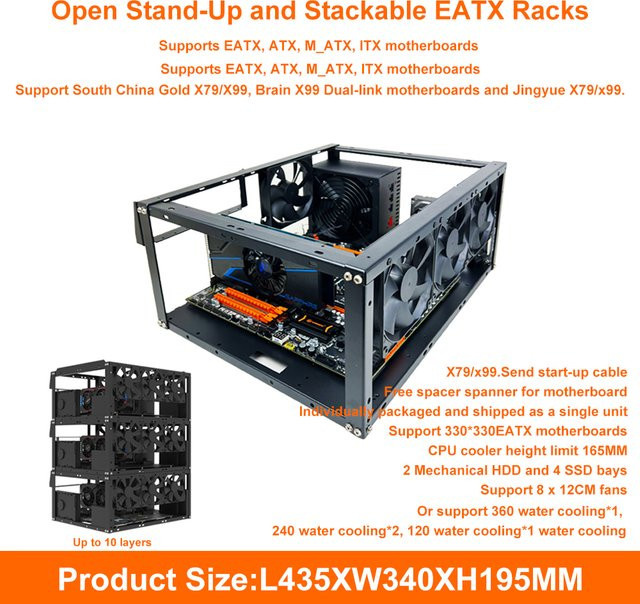 T.F.SKYWINDINTL Open Frame Computer Chassis aus Aluminium in Schwarz für DIY Motherboard Testbench und Kühlung - Bild 1