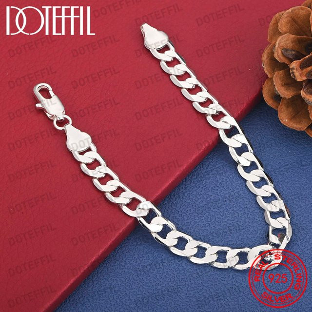 DOTEFFIL Kettenarmband 925 Silber, 8 Zoll, 8 mm, Unisex - Bild 1