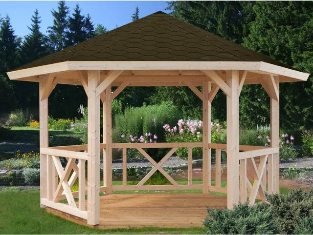 Palmako Holz-Pavillon Betty aus imprägniertem Fichtenholz in Grau, B/B/H: 337 x 337 x 250 cm - Bild 1